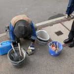 Verlegung eines Stolpersteins