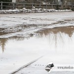 Überall noch Wasserlachen